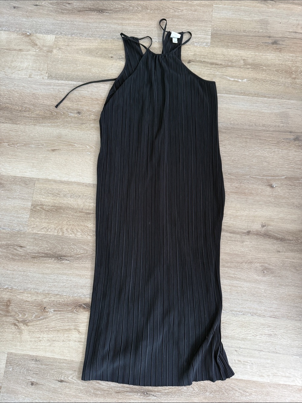 a new day Black Pleated Halter Midi Dress